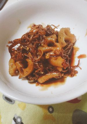 乾燥えのきと蓮根の甘辛炒めきんぴら風-レシピのメイン写真