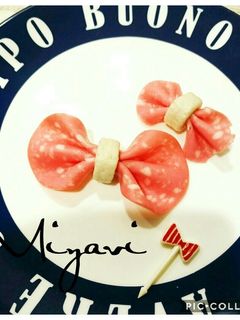 お弁当に♡竹輪とビアハムでリボン♡-レシピのメイン写真