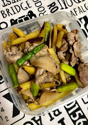 さつまいもとアスパラと豚肉の炒め物-レシピのメイン写真