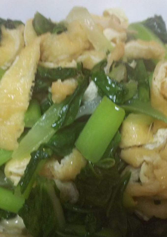 簡単中華・かぶの葉と油揚げの塩炒め-レシピのメイン写真
