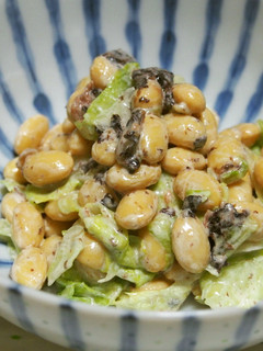 大豆・レタスの梅海苔マヨサラダ♪-レシピのメイン写真
