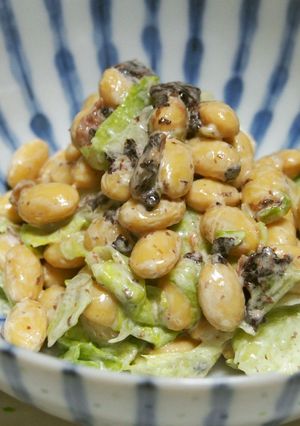 大豆・レタスの梅海苔マヨサラダ♪-レシピのメイン写真
