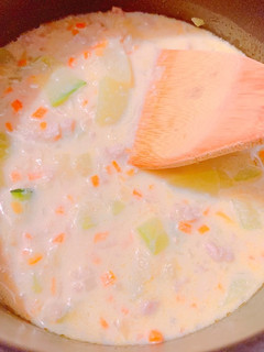 【時短】豚肉と冬瓜の豆乳味噌煮込みスープ-レシピのメイン写真