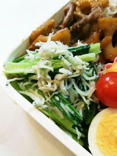 お弁当!小松菜としらすの塩炒め-レシピのメイン写真