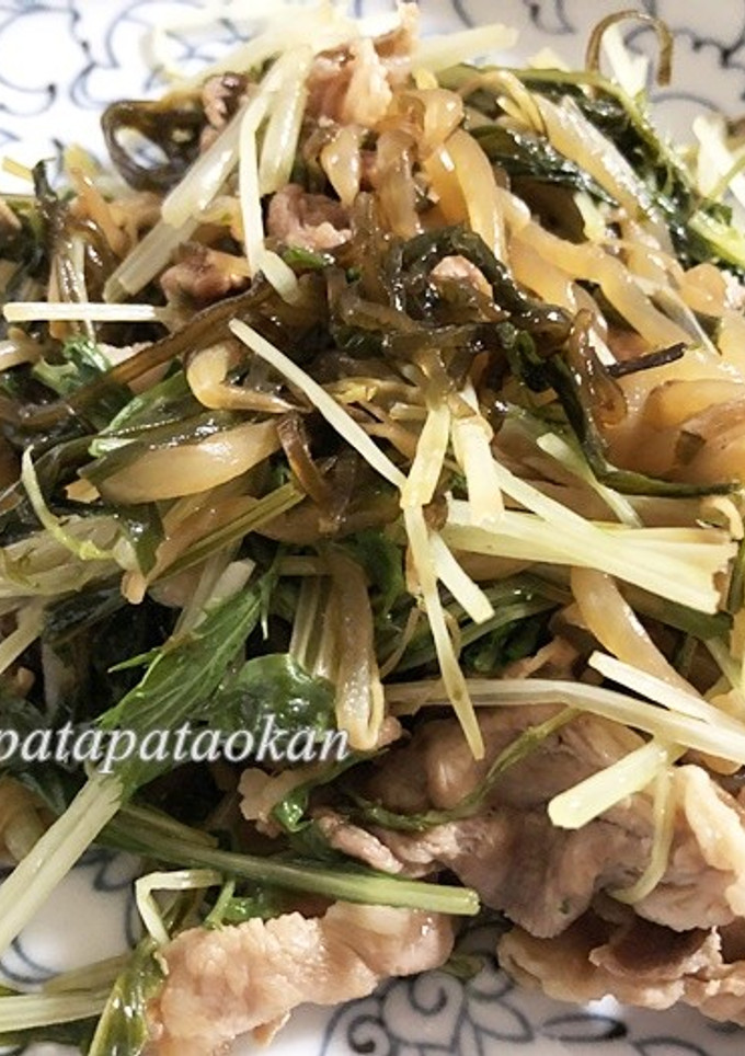 水菜と豚肉のすだち、塩昆布炒め-レシピのメイン写真