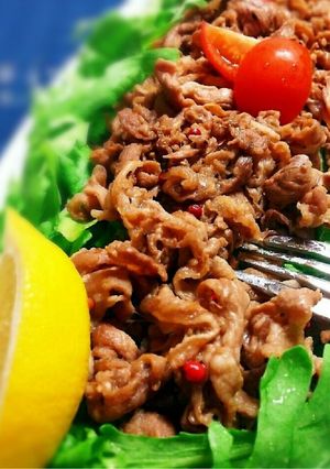 レモンを搾って♪春菊とお肉のおかずサラダ-レシピのメイン写真