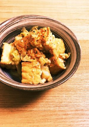 冷凍保存キャベツと厚揚げのゴマ味噌煮-レシピのメイン写真