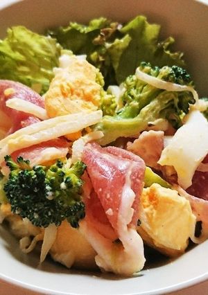生ハム&卵&ブロッコリーサラダ-レシピのメイン写真