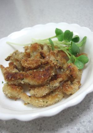 簡単おつまみ☆鶏皮のパン粉焼き♪-レシピのメイン写真