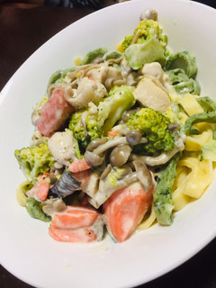 シャケとチキンのクリームパスタ-レシピのメイン写真