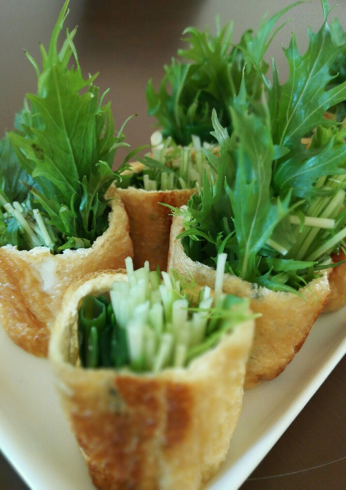 油揚げde青ネギの包み焼き〜水菜添え〜-レシピのメイン写真