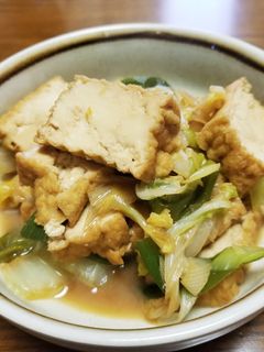 ☆厚揚げ・ネギ・白菜のすき焼き風炒め☆-レシピのメイン写真