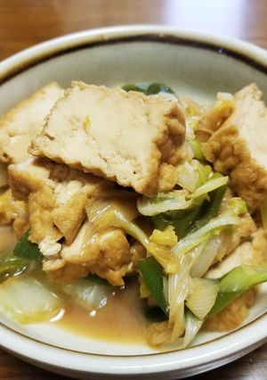 ☆厚揚げ・ネギ・白菜のすき焼き風炒め☆-レシピのメイン写真