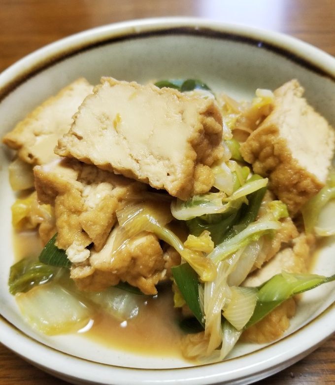 ☆厚揚げ・ネギ・白菜のすき焼き風炒め☆-レシピのメイン写真