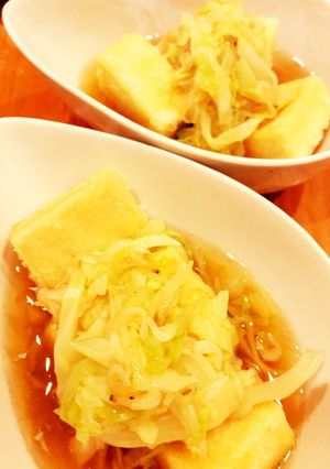 高野豆腐のあんかけ(小エビとキャベツ)-レシピのメイン写真
