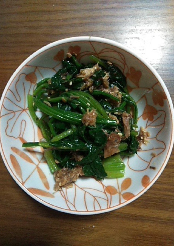 鯖の味噌煮缶♪ほうれん草和え-レシピのメイン写真
