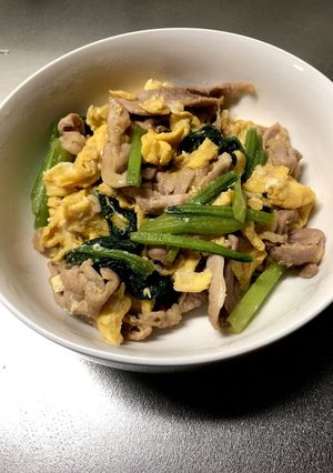 小松菜と豚肉の卵中華炒め-レシピのメイン写真