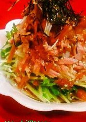 水菜となめたけのしゃきしゃきサラダ☆-レシピのメイン写真