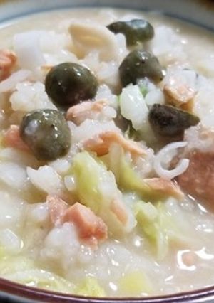 ヌメリツバタケ、むかご入りおじや-レシピのメイン写真