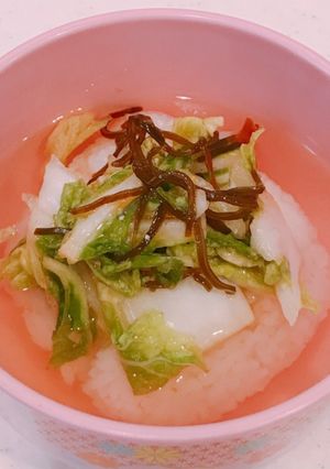 自家製塩こんぶ白菜漬けで、白菜漬け茶漬け-レシピのメイン写真