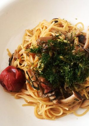 10分未満で出来る♡梅きのこの和風パスタ-レシピのメイン写真