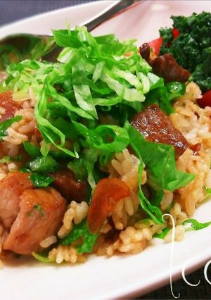 簡単！ポークソテーとレタスの混ぜご飯♪-レシピのメイン写真