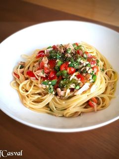 ツナ缶とめかぶのトロうまパスタ-レシピのメイン写真