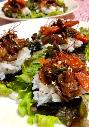 焼肉乗っけご飯レタス包み-レシピのメイン写真