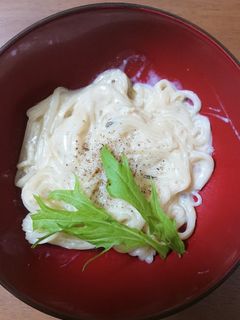 豆乳の残りの鍋でカルボナーラ-レシピのメイン写真