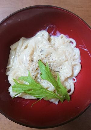 豆乳の残りの鍋でカルボナーラ-レシピのメイン写真
