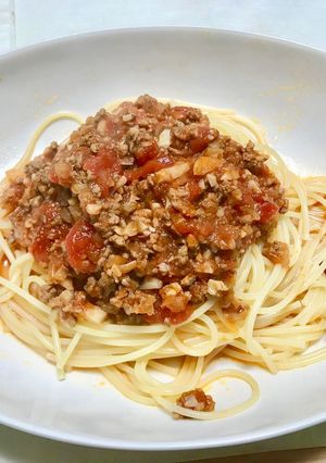 ミートソースパスタ-レシピのメイン写真