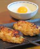 鶏つくねと鶏味噌つくね　黄身おろし添え