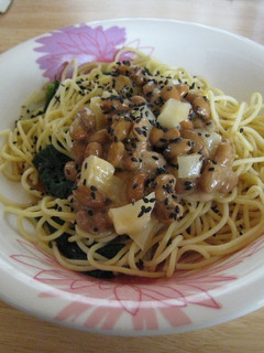 納豆と沢庵の麺つゆスパゲティ-レシピのメイン写真