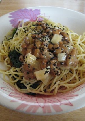 納豆と沢庵の麺つゆスパゲティ-レシピのメイン写真