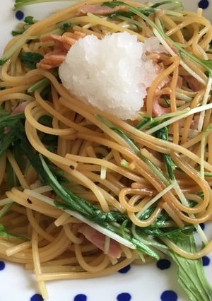 フライパン一つで水菜とベーコンのパスタ-レシピのメイン写真