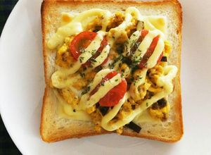 おかか昆布入りスクランブルeggトースト-レシピのメイン写真