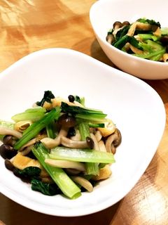 小松菜としめじとお揚げさんの炒め煮-レシピのメイン写真