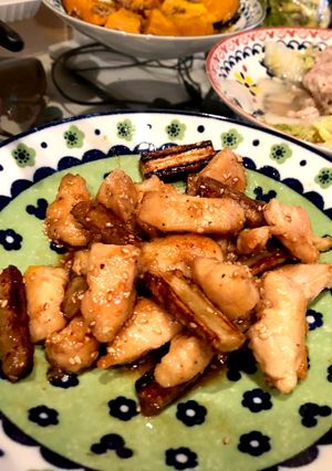 揚げない!簡単鶏肉とごぼうの甘辛炒め-レシピのメイン写真