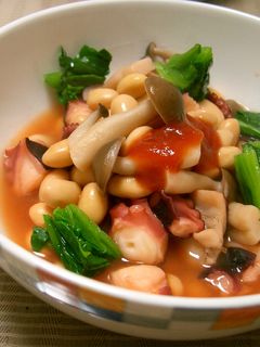 大豆とたこの赤いスープ煮-レシピのメイン写真