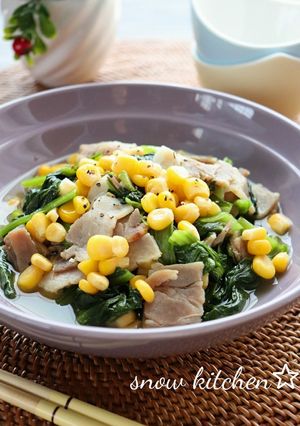 ほうれん草とベーコンの梅昆布茶スープ煮-レシピのメイン写真