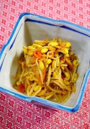 レンジで簡単副菜！もやしのキムチ和え-レシピのメイン写真