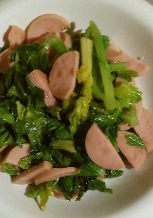 魚肉ソーセージとセロリの葉の炒め物-レシピのメイン写真