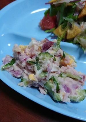 ピンクのポテトサラダ-レシピのメイン写真