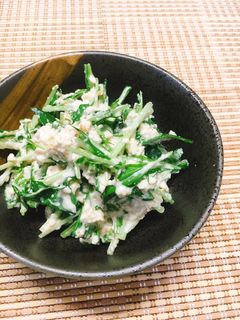 簡単一品✤水菜と豆腐の白和え風サラダ-レシピのメイン写真