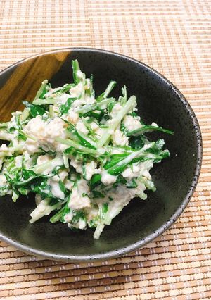 簡単一品✤水菜と豆腐の白和え風サラダ-レシピのメイン写真