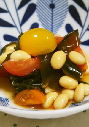 大豆・プチトマト・ワカメの爽やか酢の物♪-レシピのメイン写真