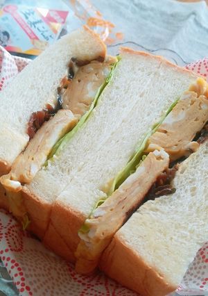 生姜こんぶの厚焼き玉子サンド-レシピのメイン写真