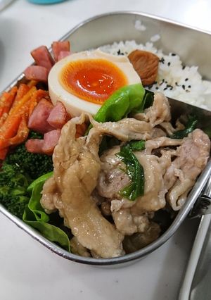 レンジで簡単！豚肉青じそバター お弁当-レシピのメイン写真