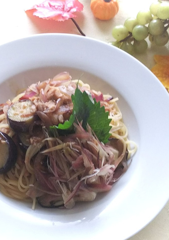 茄子とミョウガの和風パスタ♪-レシピのメイン写真