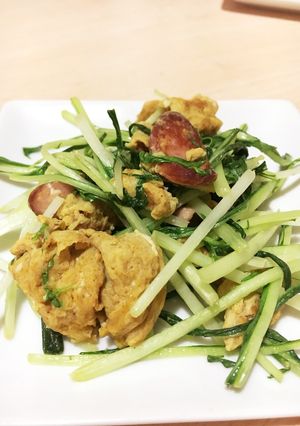 みんな好きな味！水菜と卵の炒め物♪-レシピのメイン写真
